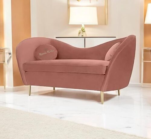 Elegant black velvet loveseat sofa with curved arms, plush cushions, and gold metal legs, perfect modern two-seater for space living room or small spaces.