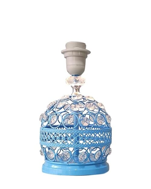 Modern bedroom bedside lamp with crystal base and white shade