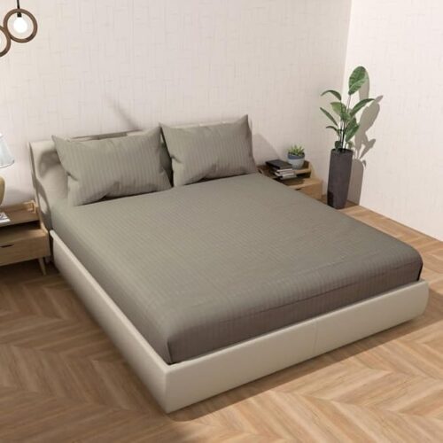 Elegant camel stripe king size bedsheet for master and guest bedrooms