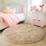 Xenluxe shaggy round living room carpet rug in beige, soft plush texture for cozy home décor