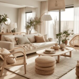 Scandifornian Interior design style Living room