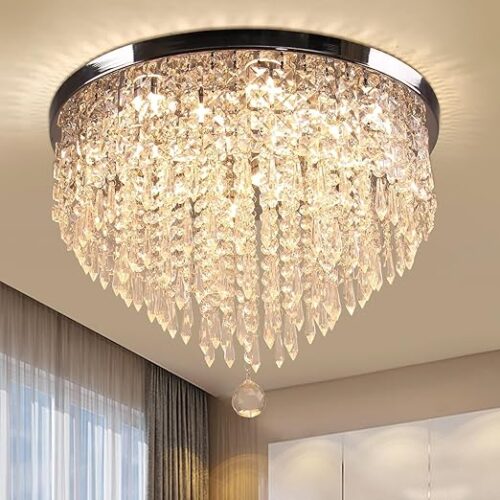 LED Ceiling Light Crystal Chandelier Jhoomer Lighting Fixture Modern Pendant Lamp for Hall, Living & Dining Bedroom (63 watts, Stainless Steel)